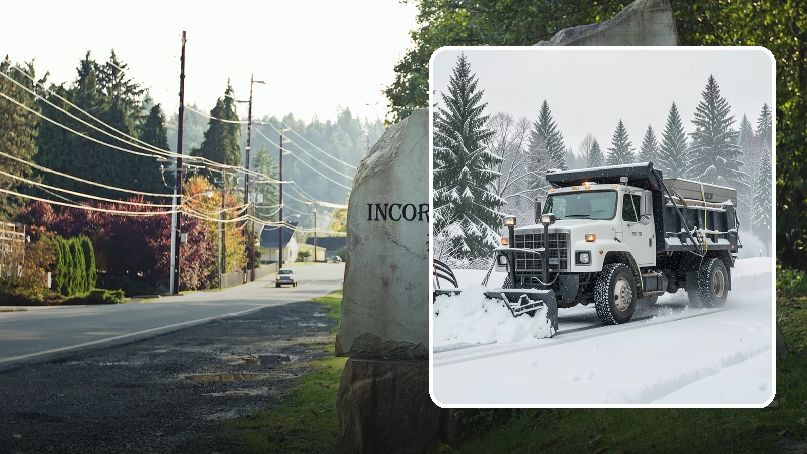 Dump Truck Plowing in Wilkeson, Pierce County, WA - Our plow-equipped dump trucks move heavy snow and haul it away in a single, efficient operation.