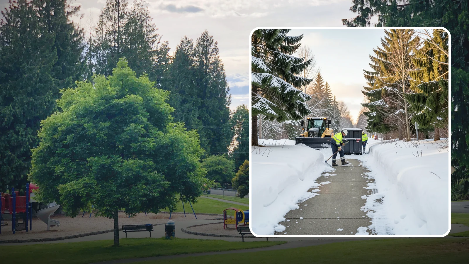 Dumpster Access Clearing in Bonney Lake, Pierce County, WA - We clear the path and pad leading to standalone dumpsters so tenants and crews can dump waste without wading through snow.