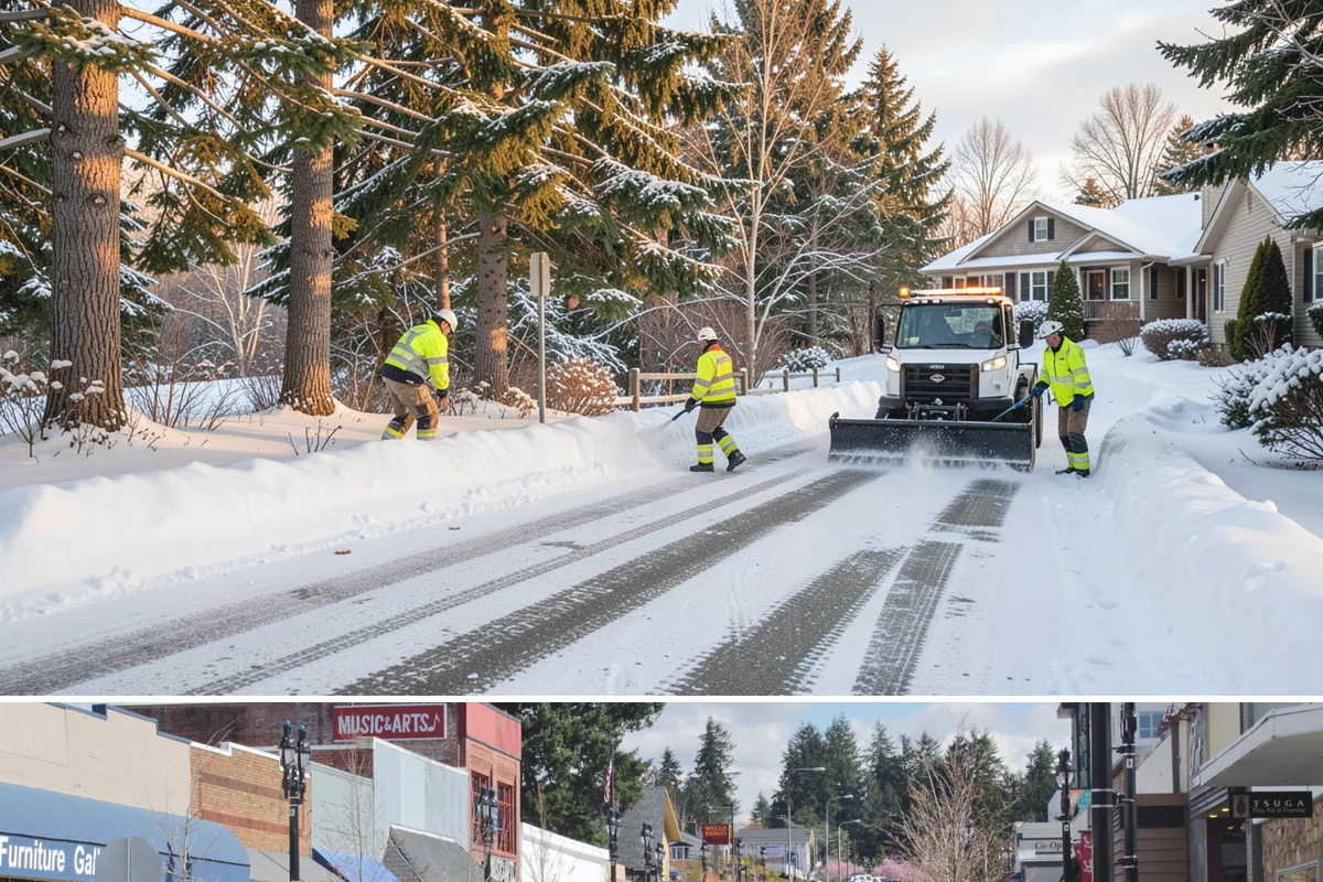 Dumpster Access Clearing in Bothell, King County, WA - Handled early each morning after overnight accumulation through our regional snow months.