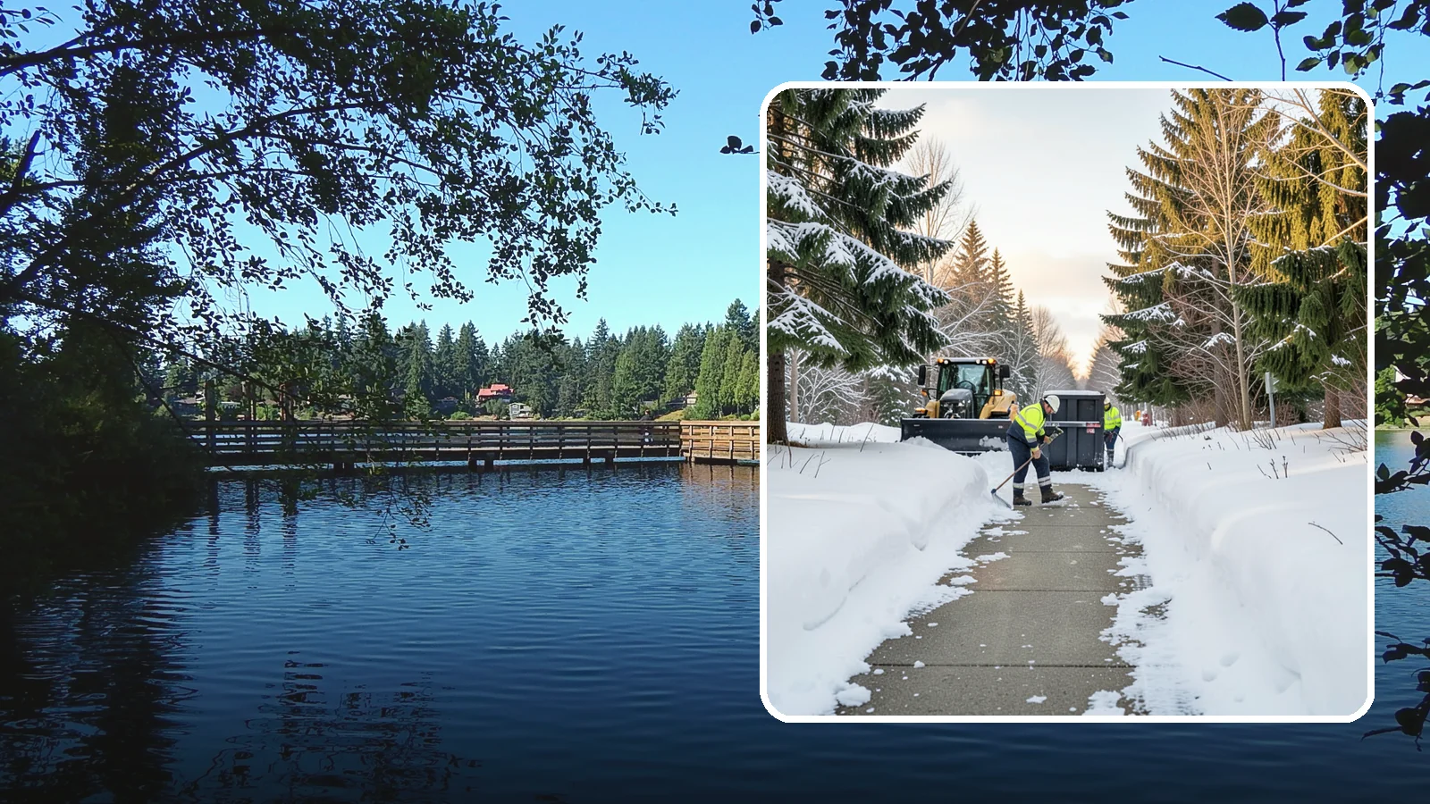 Dumpster Access Clearing in Federal Way, King County, WA - We clear the path and pad leading to standalone dumpsters so tenants and crews can dump waste without wading through snow.