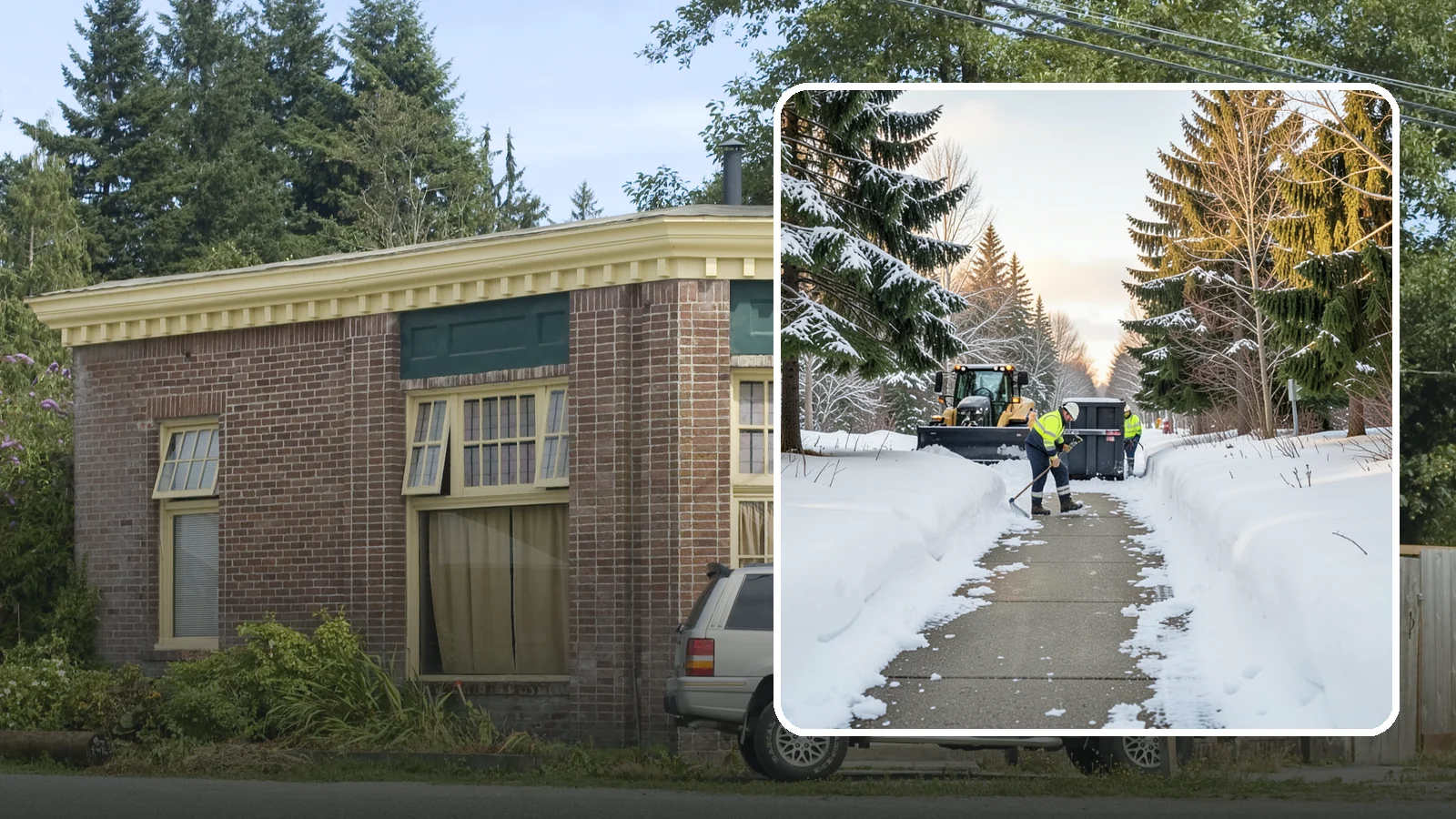 Dumpster Access Clearing in Hamilton, Skagit County, WA - We clear the path and pad leading to standalone dumpsters so tenants and crews can dump waste without wading through snow.