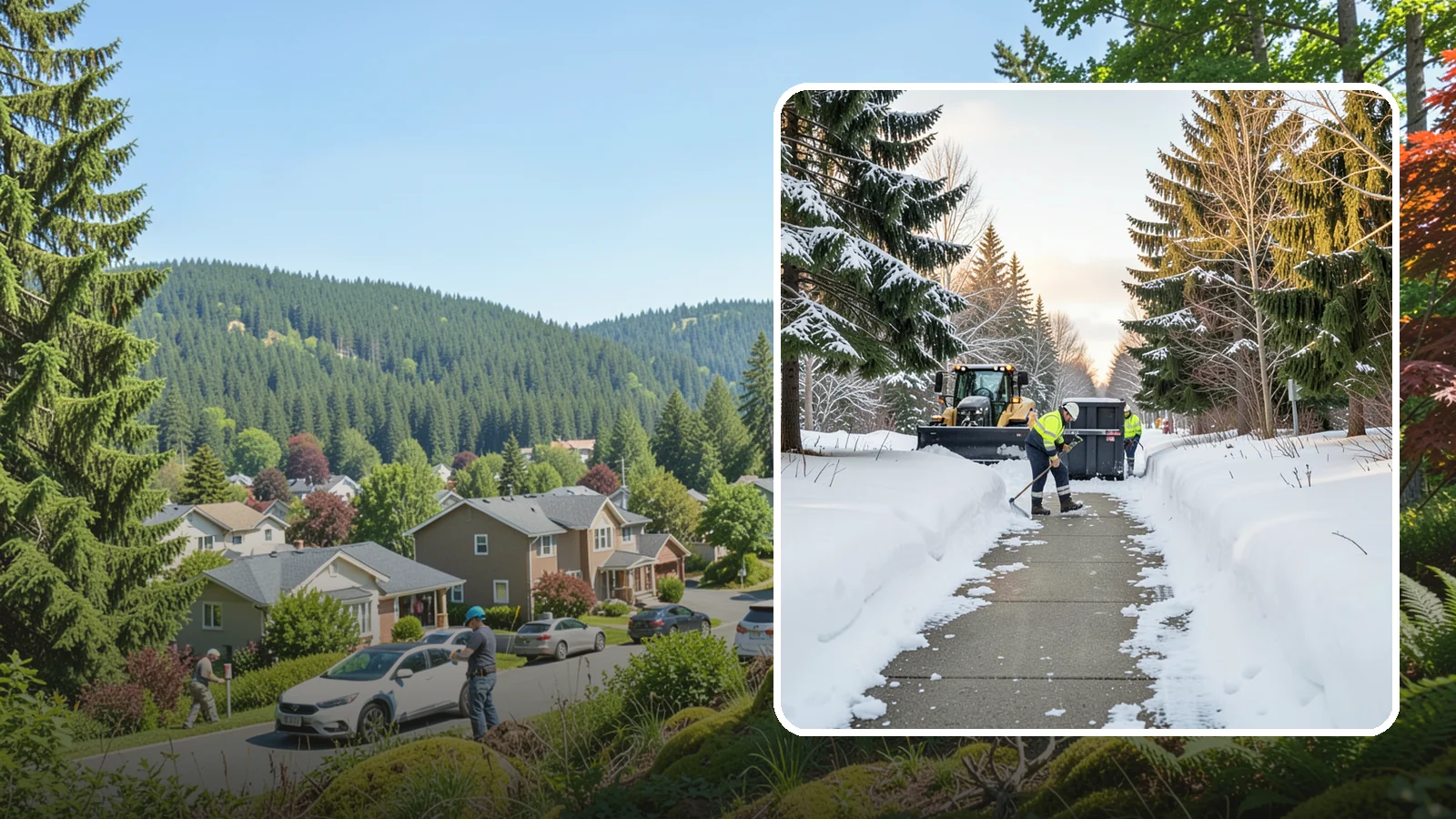 Dumpster Access Clearing in Index, Snohomish County, WA - We clear the path and pad leading to standalone dumpsters so tenants and crews can dump waste without wading through snow.