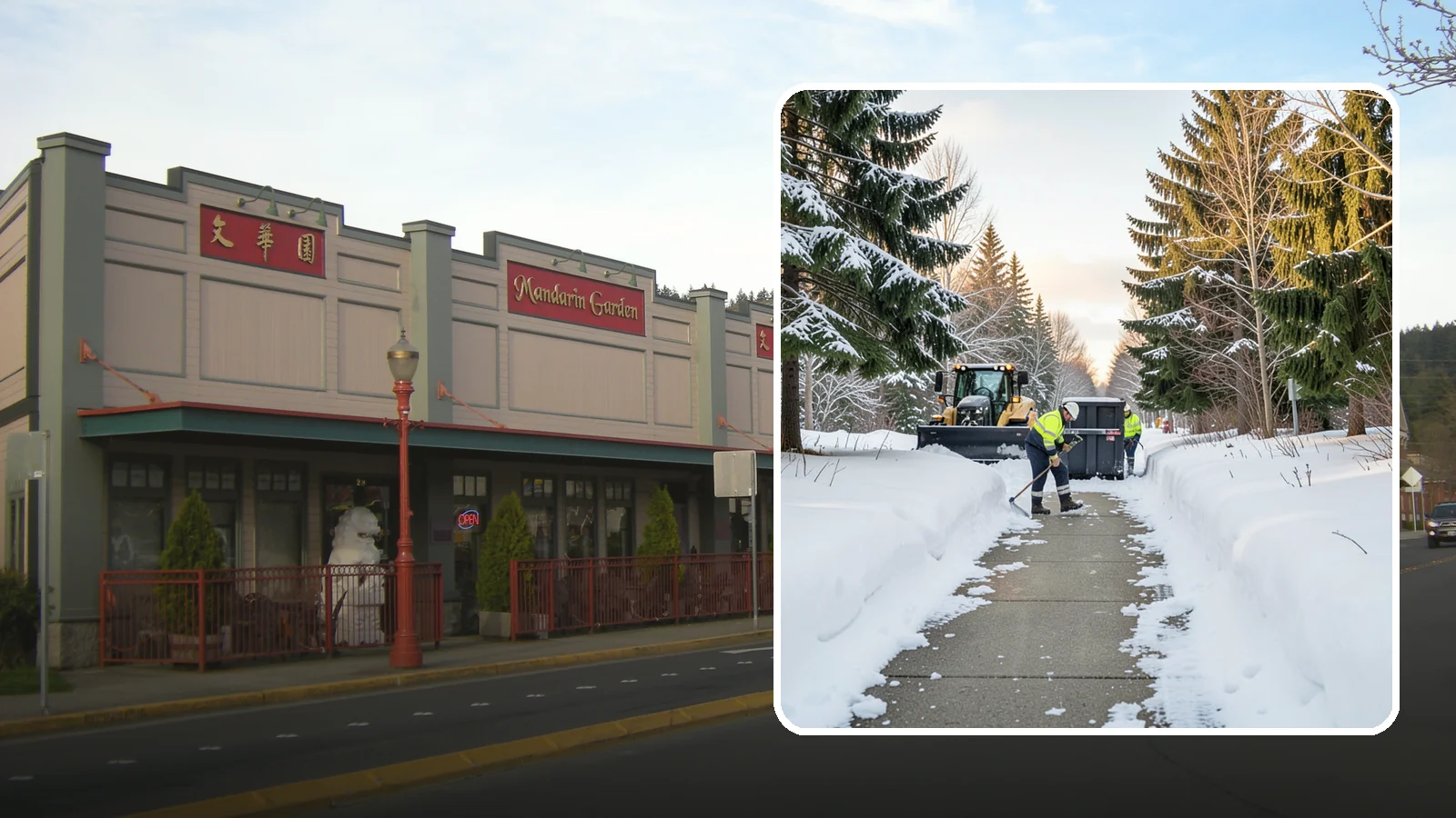 Dumpster Access Clearing in Issaquah, King County, WA - We clear the path and pad leading to standalone dumpsters so tenants and crews can dump waste without wading through snow.