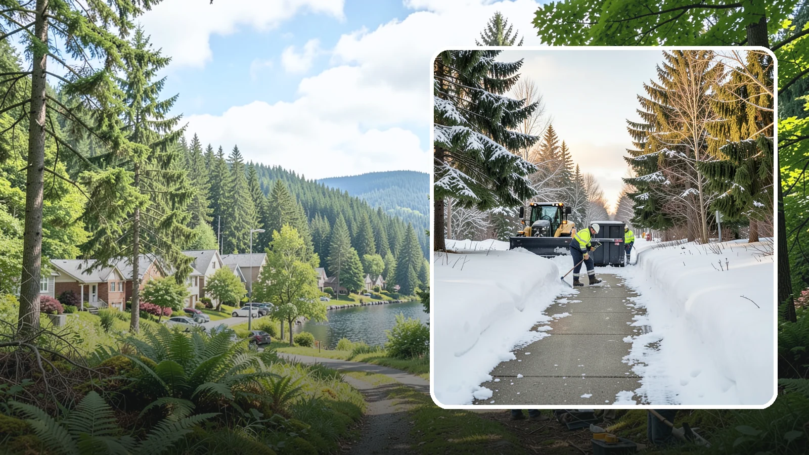 Dumpster Access Clearing in Lake Forest Park, King County, WA - We clear the path and pad leading to standalone dumpsters so tenants and crews can dump waste without wading through snow.