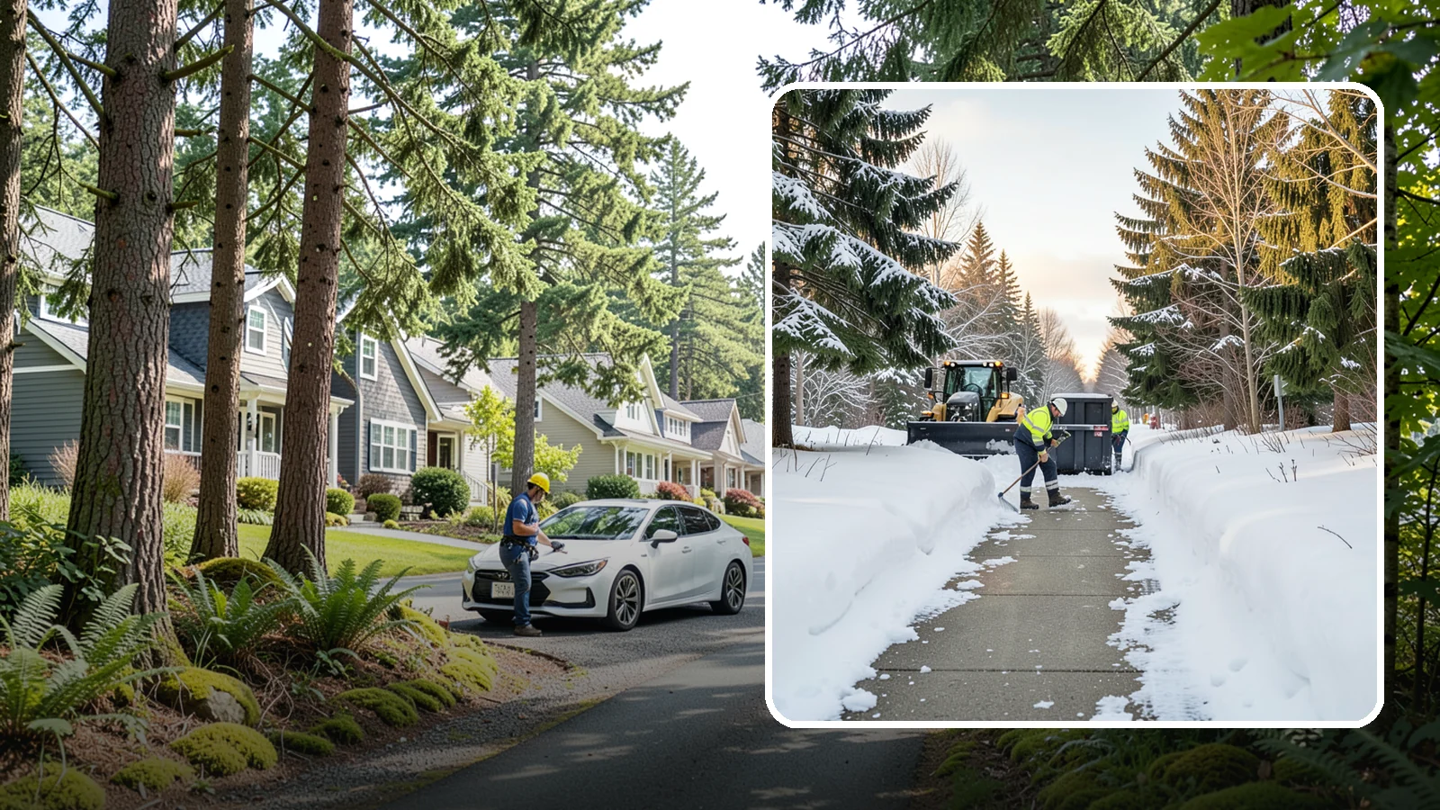 Dumpster Access Clearing in Normandy Park, King County, WA - We clear the path and pad leading to standalone dumpsters so tenants and crews can dump waste without wading through snow.