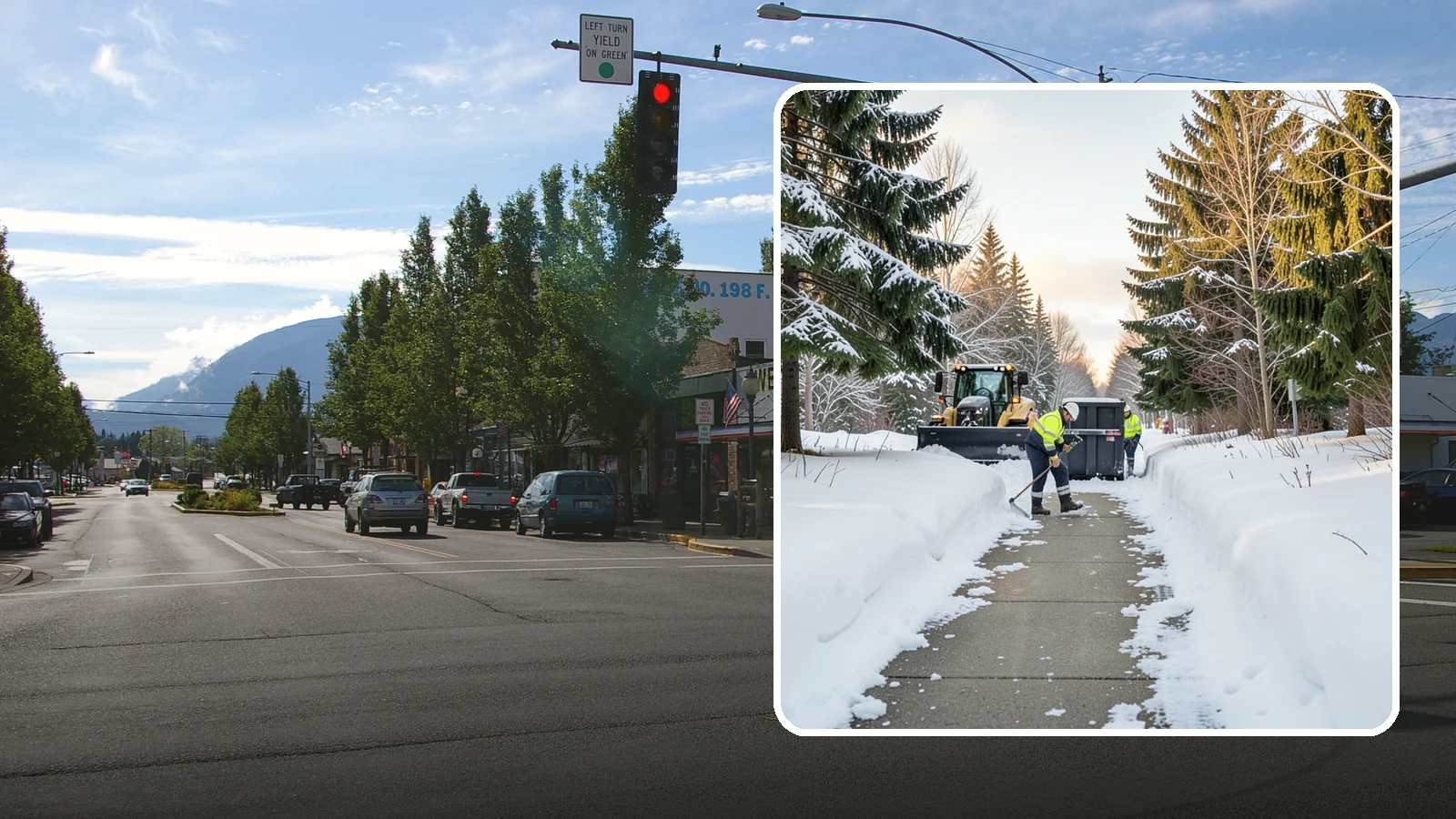 Dumpster Access Clearing in North Bend, King County, WA - We clear the path and pad leading to standalone dumpsters so tenants and crews can dump waste without wading through snow.