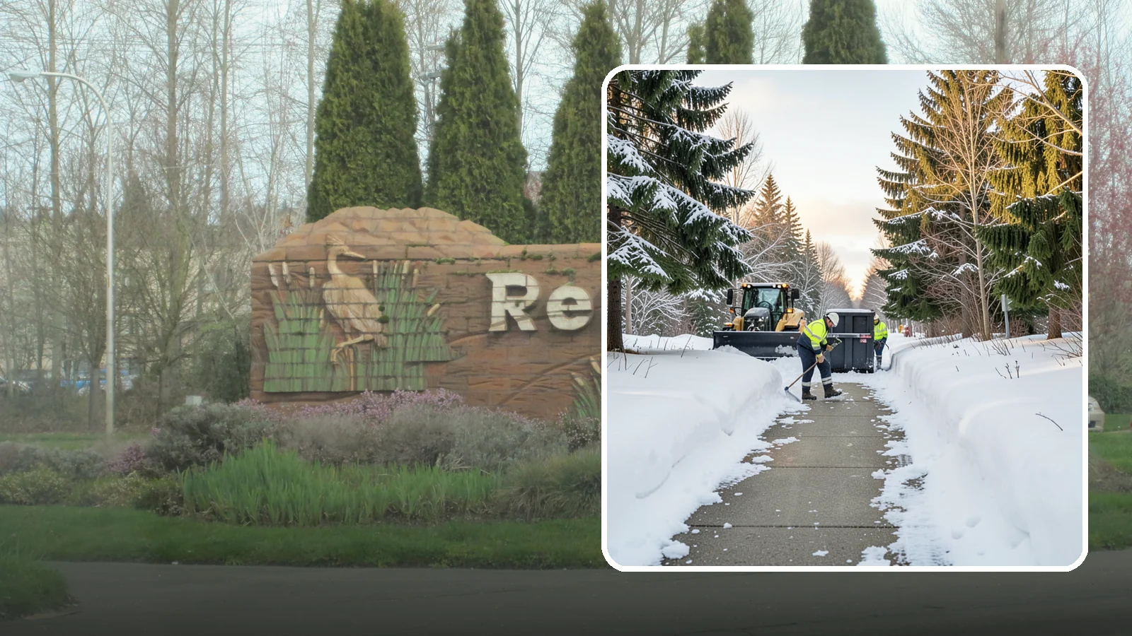 Dumpster Access Clearing in Renton, King County, WA - We clear the path and pad leading to standalone dumpsters so tenants and crews can dump waste without wading through snow.