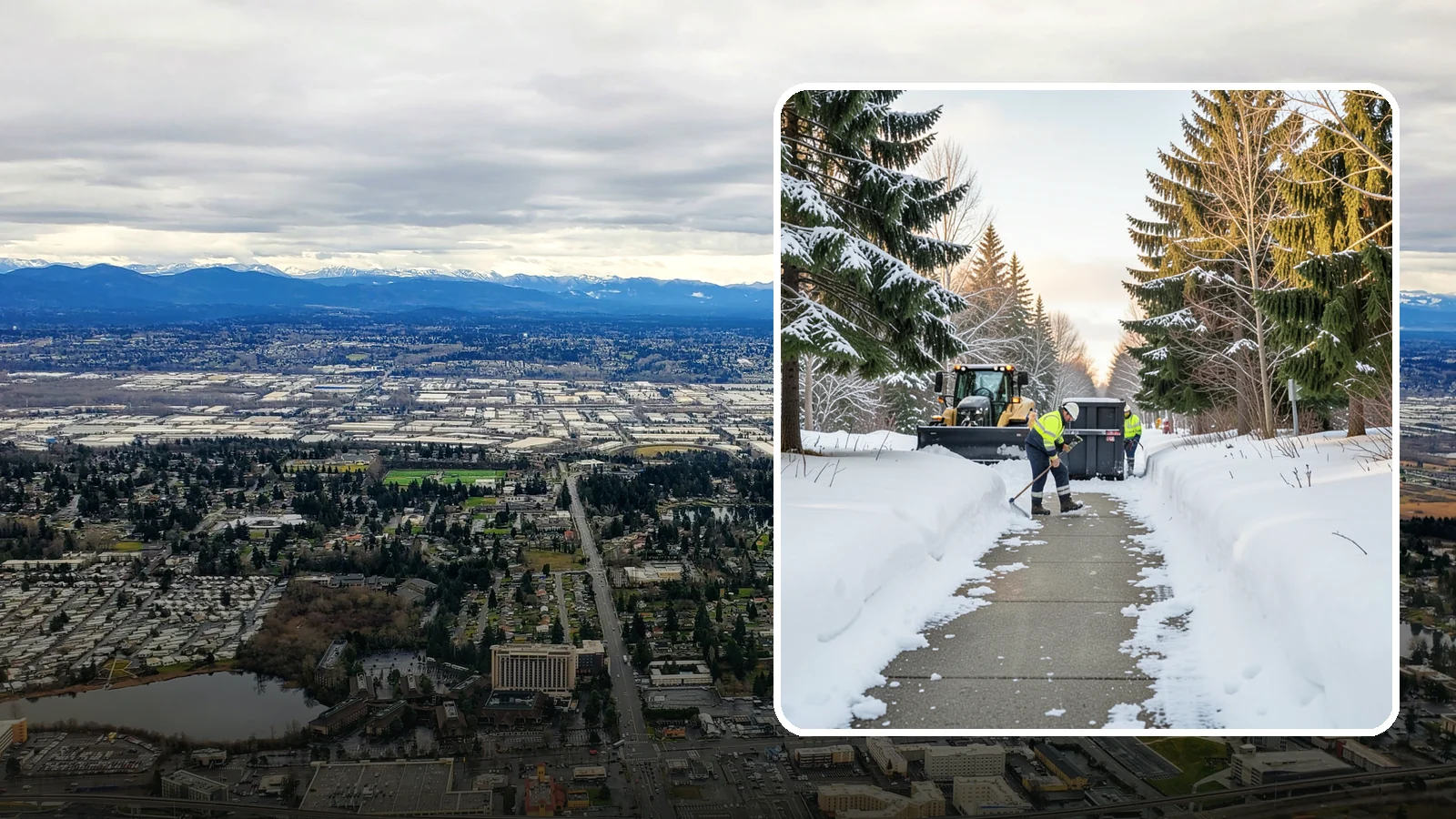 Dumpster Access Clearing in SeaTac, King County, WA - We clear the path and pad leading to standalone dumpsters so tenants and crews can dump waste without wading through snow.