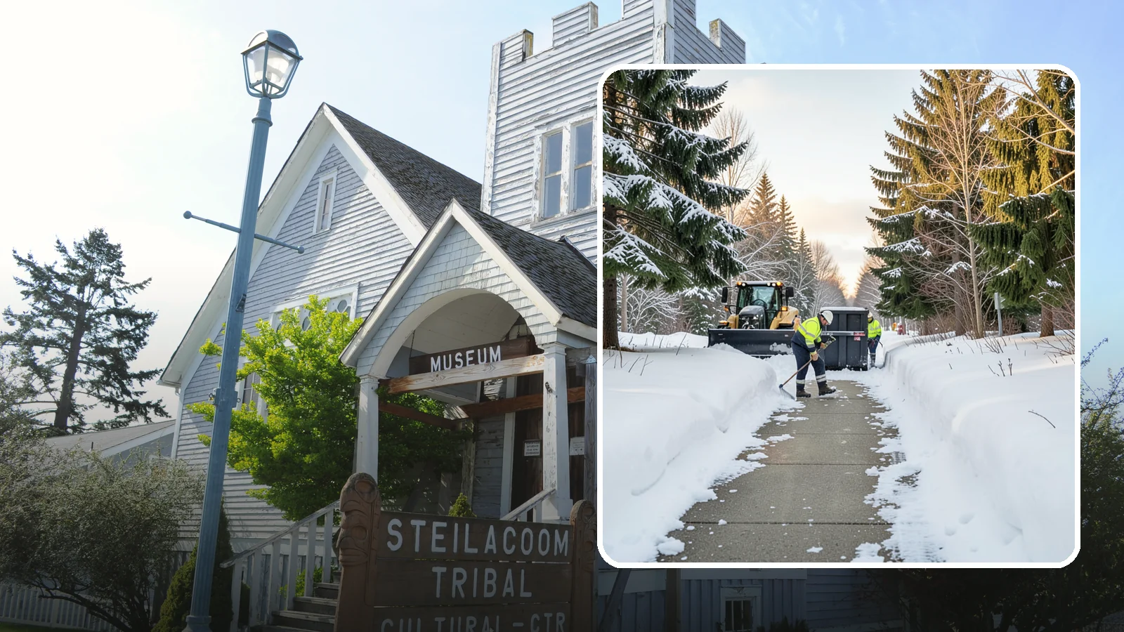 Dumpster Access Clearing in Steilacoom, Pierce County, WA - We clear the path and pad leading to standalone dumpsters so tenants and crews can dump waste without wading through snow.