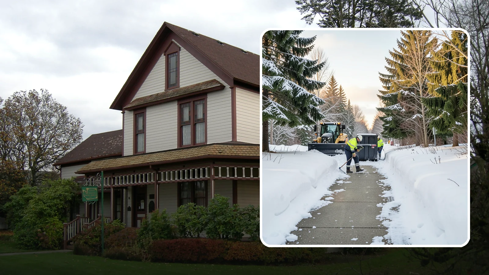 Dumpster Access Clearing in Sumner, Pierce County, WA - We clear the path and pad leading to standalone dumpsters so tenants and crews can dump waste without wading through snow.