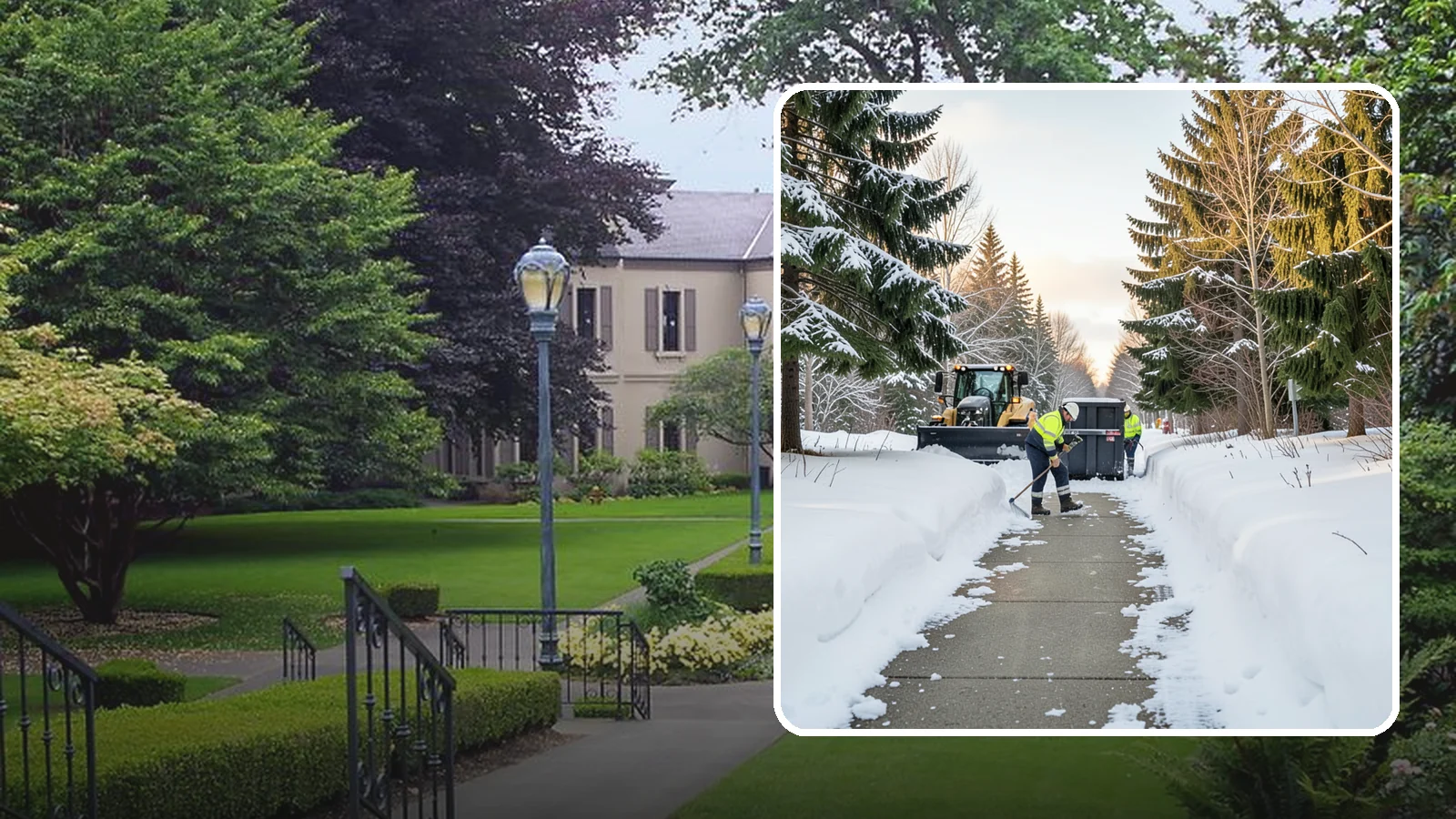 Dumpster Access Clearing in Woodinville, King County, WA - We clear the path and pad leading to standalone dumpsters so tenants and crews can dump waste without wading through snow.