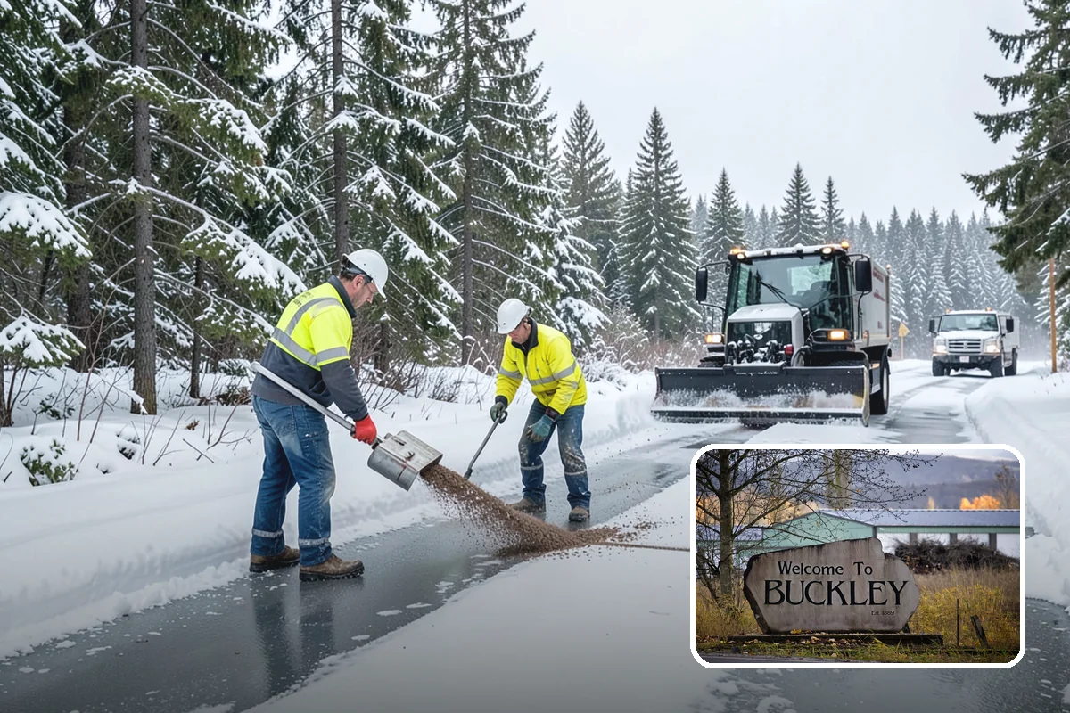Dumpster Enclosure Clearing in Buckley, Pierce County, WA - Keeps waste and recycling pickups on schedule through winter weather