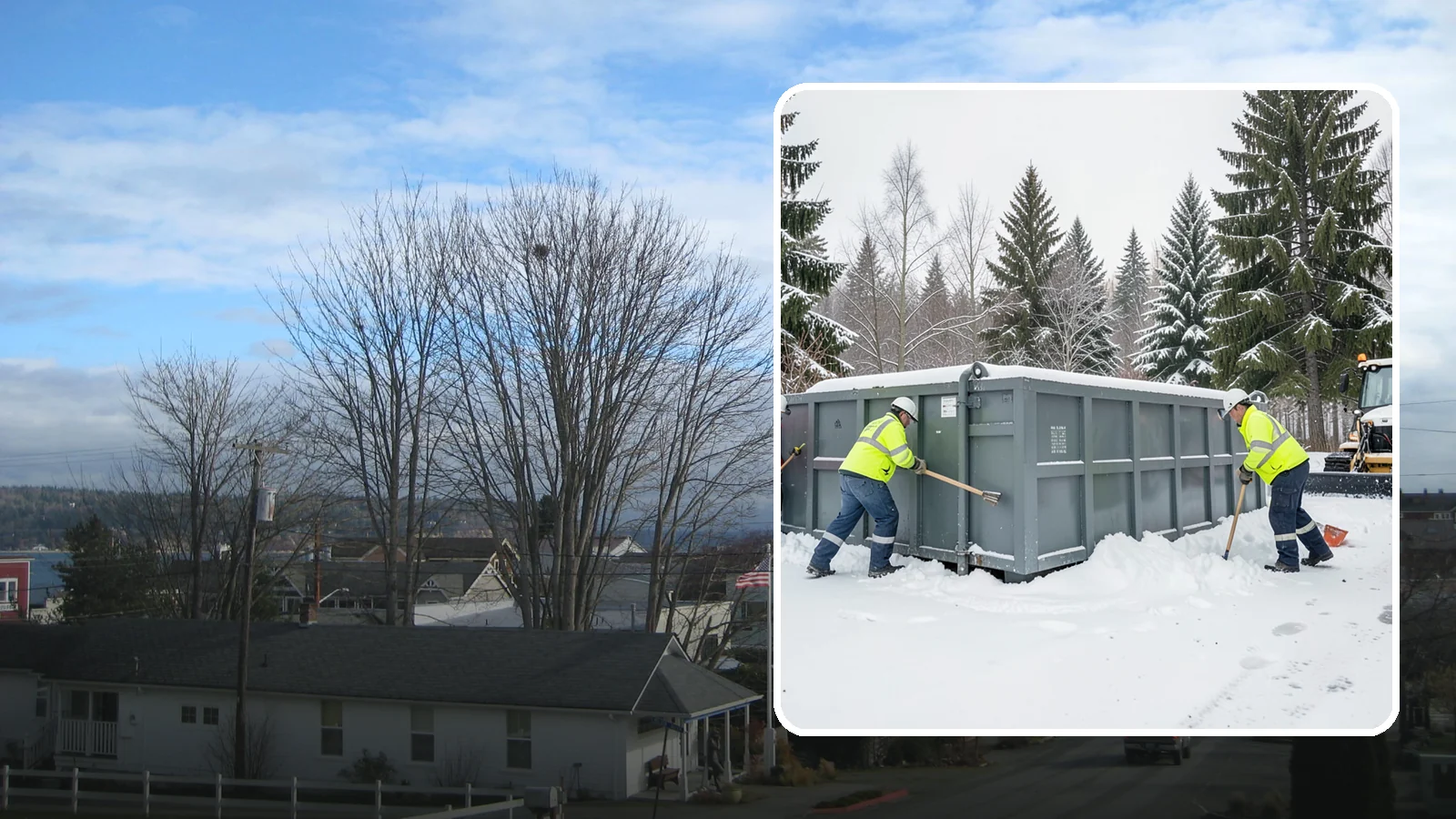 Dumpster Enclosure Clearing in Langley, Island County, WA - We clear the tight footprint around gated dumpster enclosures so waste haulers and staff can reach bins safely after Western...