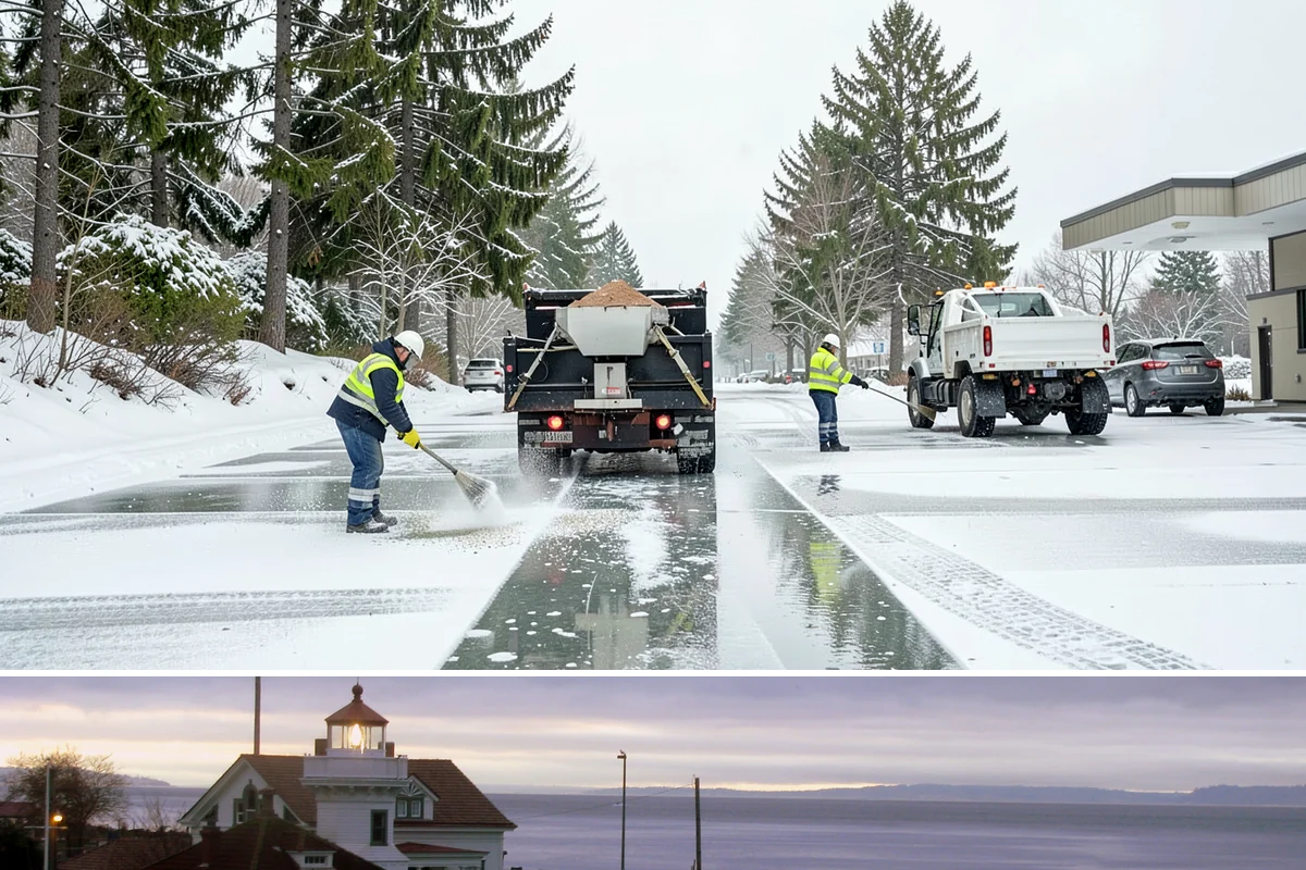 Dumpster Enclosure Clearing in Mukilteo, Snohomish County, WA - Best scheduled the night before or morning of your regular collection day throughout our November-to-March snow season.