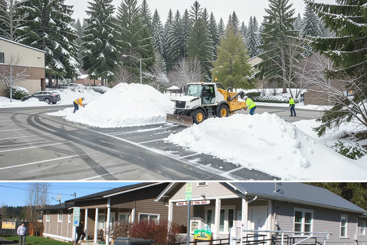 Dumpster Enclosure Clearing in South Prairie, Pierce County, WA - Best scheduled the night before or morning of your regular collection day throughout our November-to-March snow season.