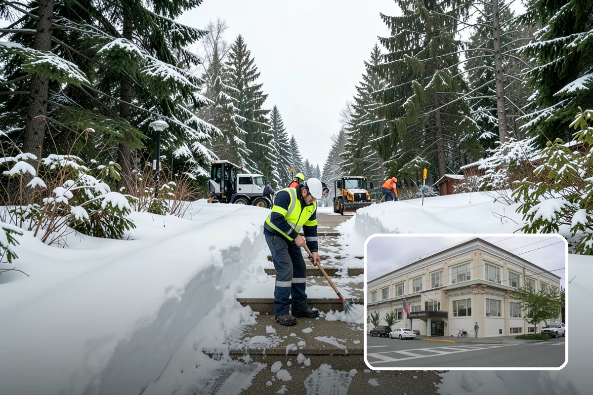 Duplex Snow Removal in Anacortes, Skagit County, WA - Balanced clearing for both units