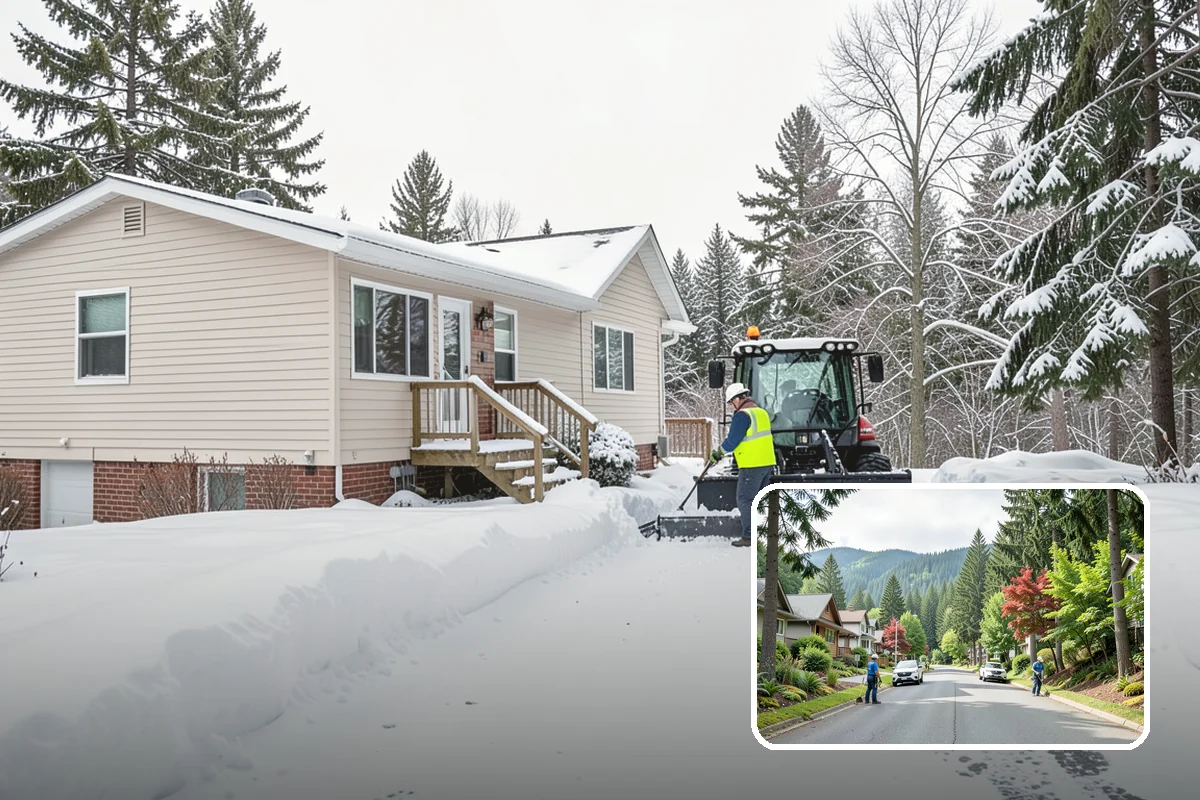 Duplex Snow Removal in Darrington, Snohomish County, WA - Balanced clearing for both units