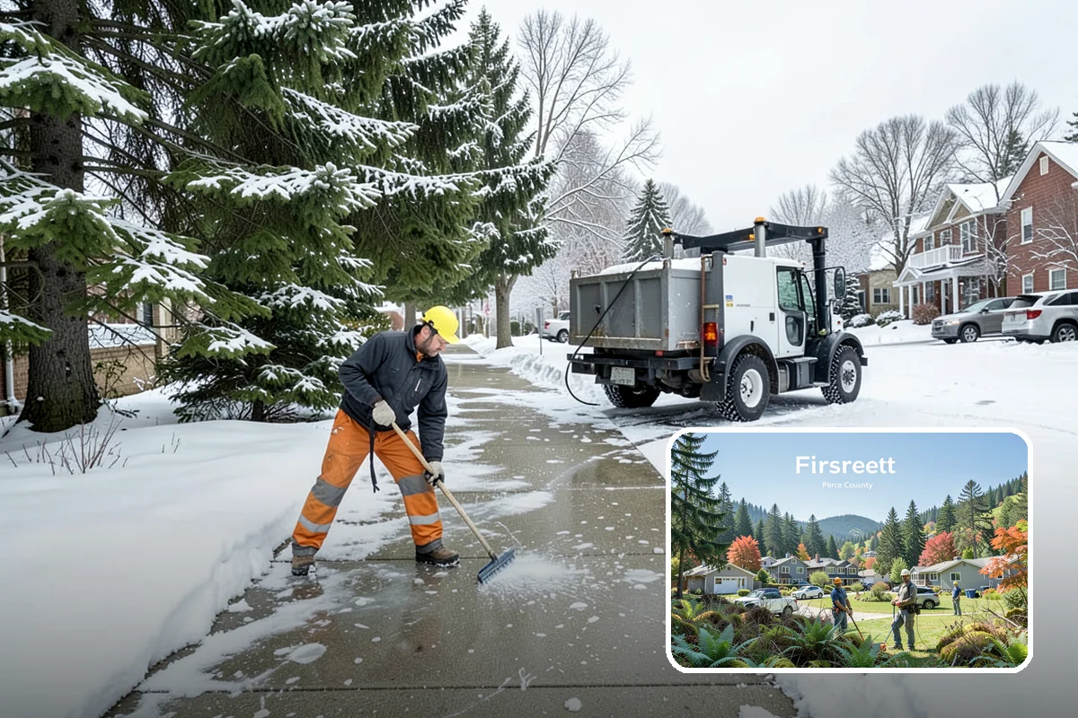 Duplex Snow Removal in Fircrest, Pierce County, WA - Balanced clearing for both units
