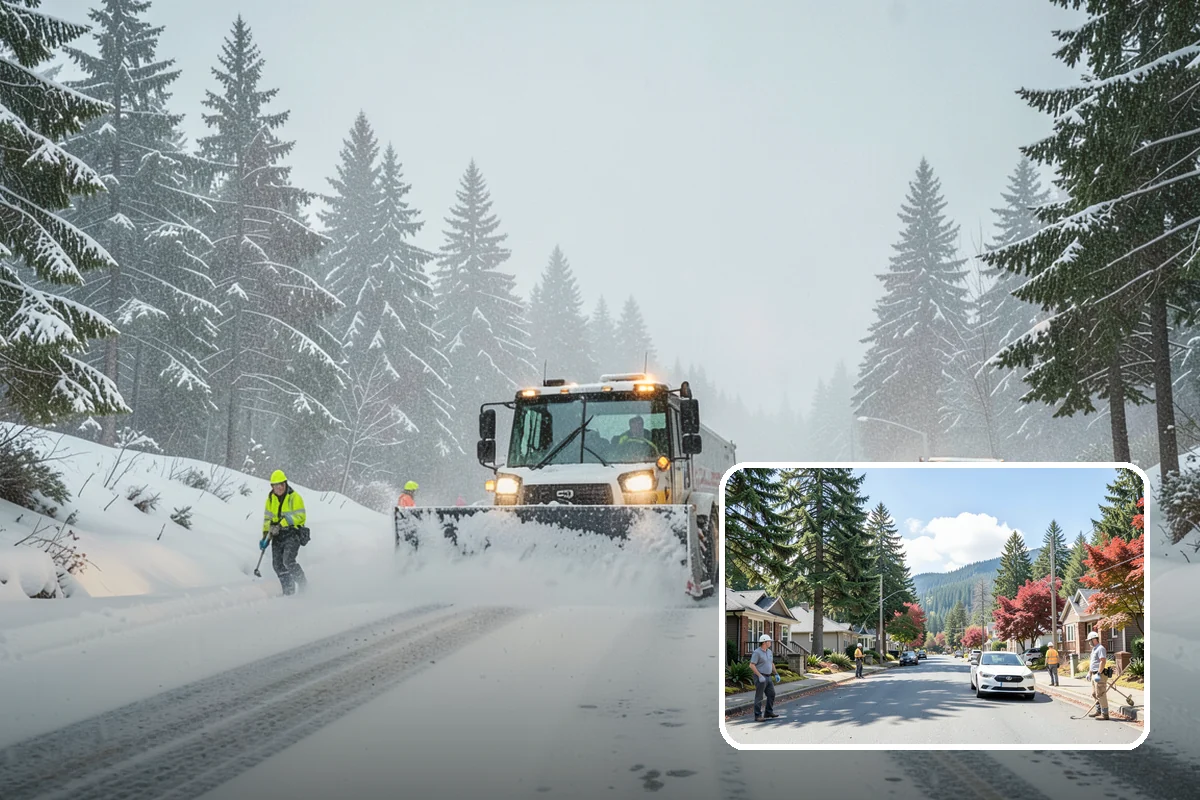 Duplex Snow Removal in Hunts Point, King County, WA - Balanced clearing for both units