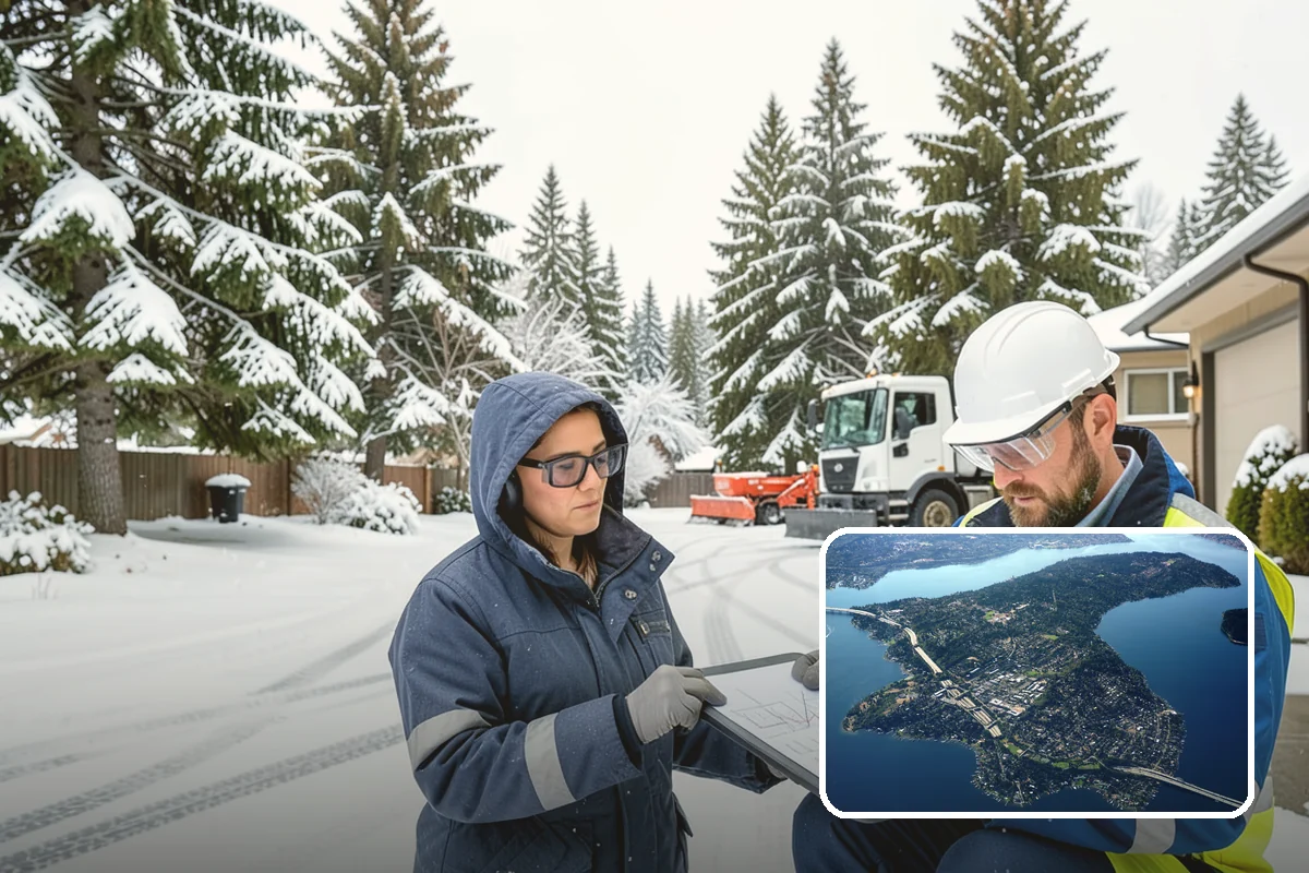Duplex Snow Removal in Mercer Island, King County, WA - Balanced clearing for both units