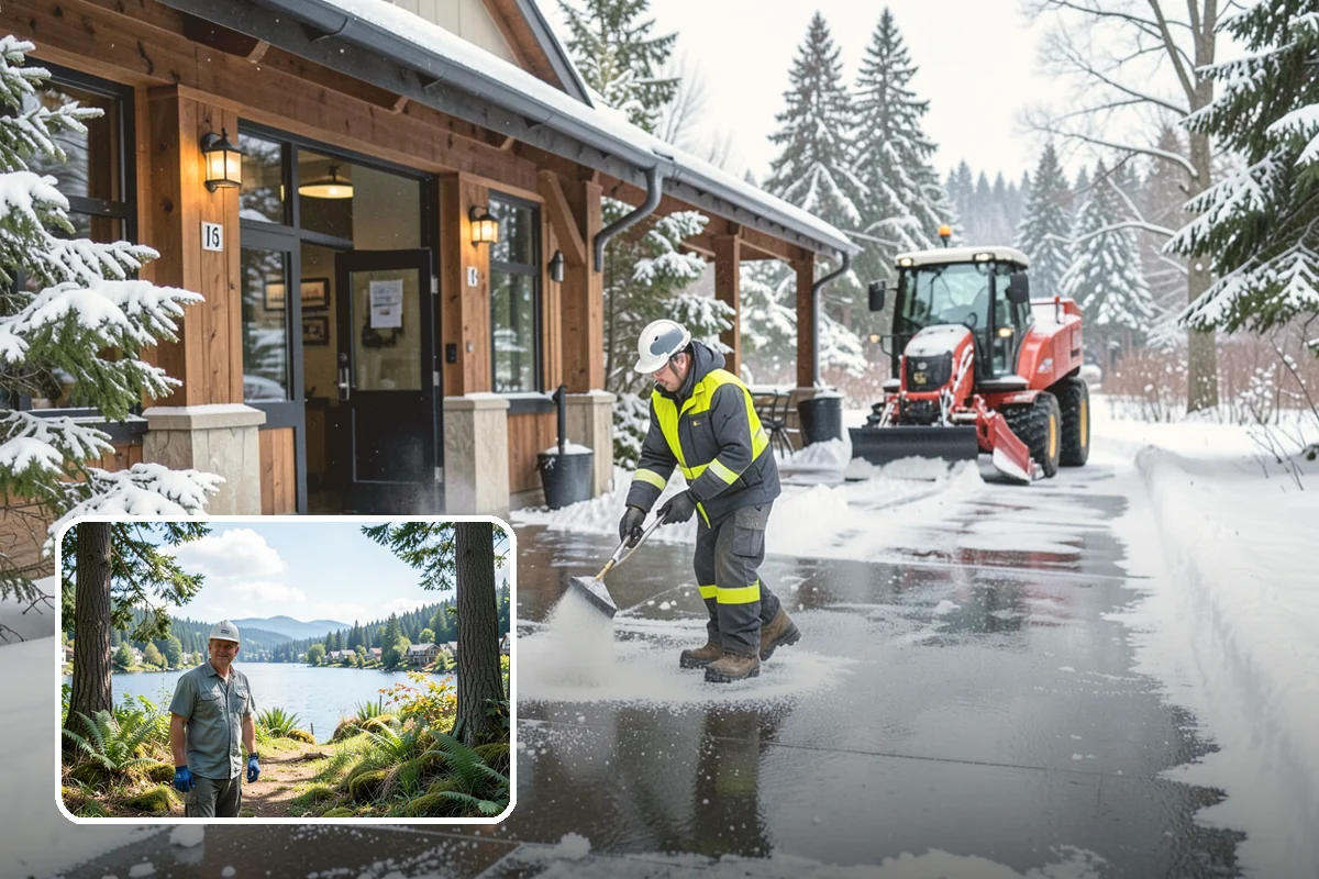 Duplex Snow Removal in Milton, King County, WA - Balanced clearing for both units