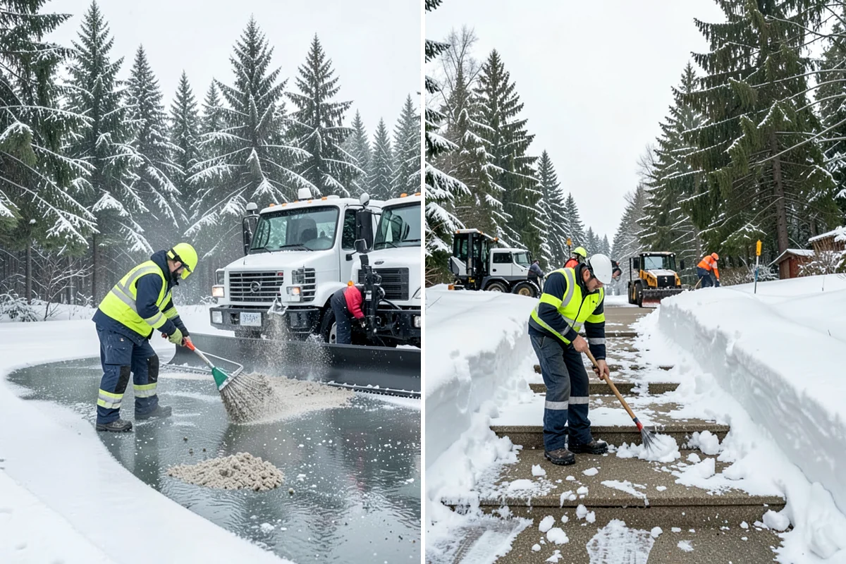 Duplex Snow Removal in Pacific, King County, WA - Confirm shared and separate areas for each side