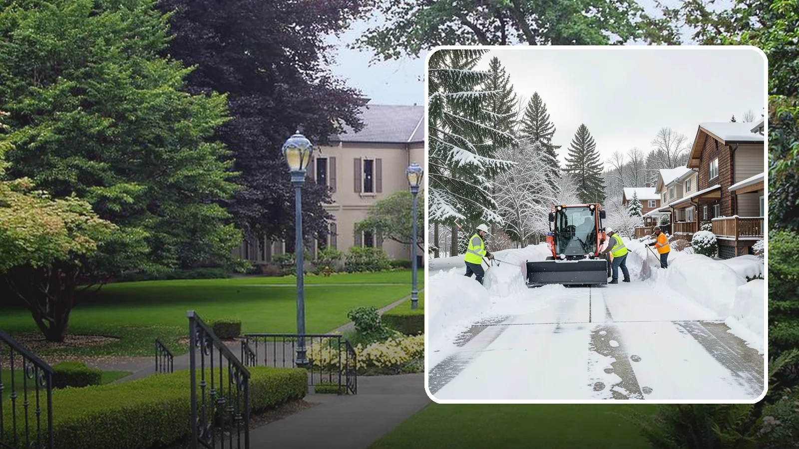 Duplex Snow Removal in Woodinville, King County, WA - We clear both sides of duplex properties, keeping shared drives and separate entries safe for all occupants.
