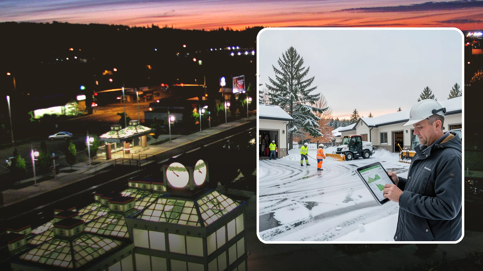 Early Morning Snow Removal in Auburn, King County, WA - Pre-dawn service that clears overnight accumulation and refreeze just ahead of your opening rush.