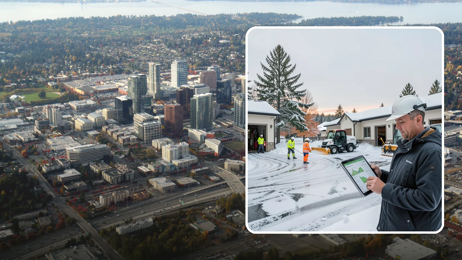 Early Morning Snow Removal in Bellevue, King County, WA - Pre-dawn service that clears overnight accumulation and refreeze just ahead of your opening rush.