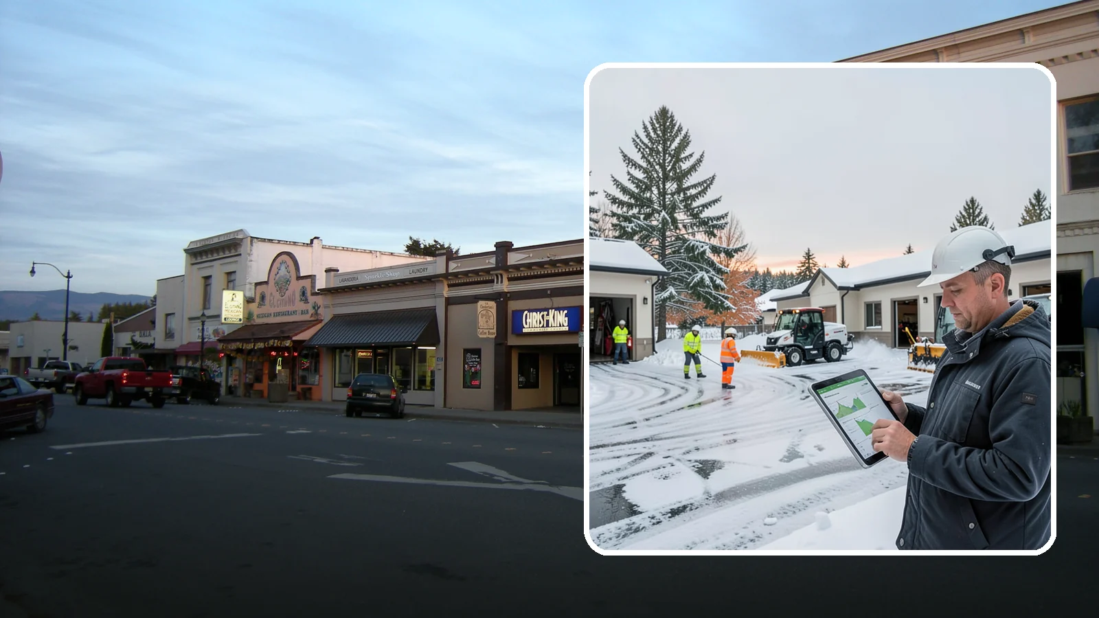 Early Morning Snow Removal in Burlington, Skagit County, WA - Pre-dawn service that clears overnight accumulation and refreeze just ahead of your opening rush.