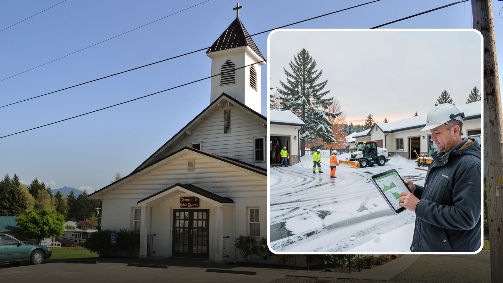 Early Morning Snow Removal in Concrete, Skagit County, WA - Pre-dawn service that clears overnight accumulation and refreeze just ahead of your opening rush.