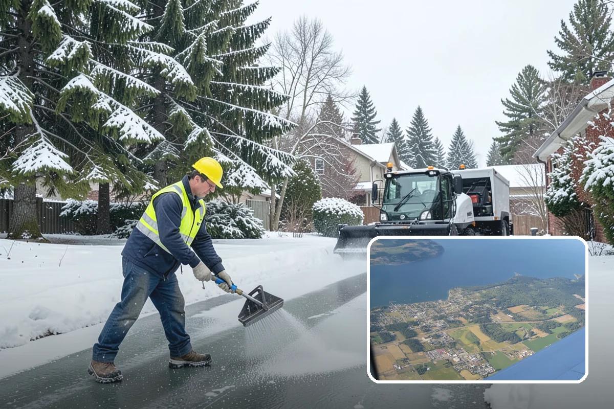 Early Morning Snow Removal in Coupeville, Island County, WA - Focused on the critical pre-opening window