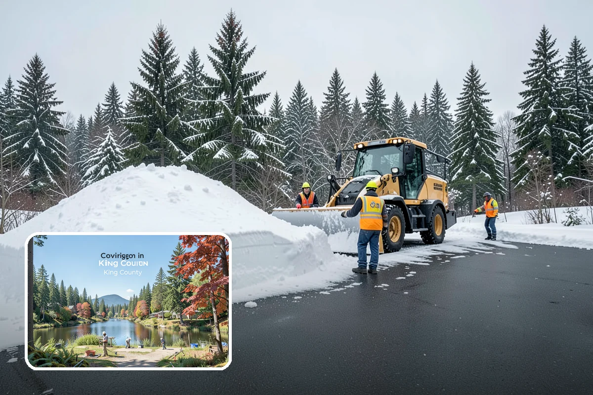 Early Morning Snow Removal in Covington, King County, WA - Focused on the critical pre-opening window