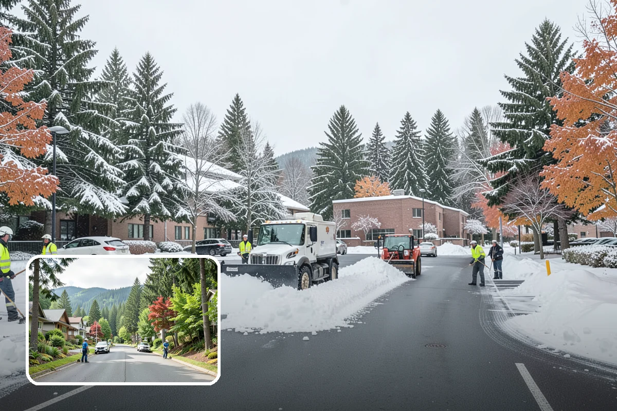Early Morning Snow Removal in Darrington, Snohomish County, WA - Focused on the critical pre-opening window