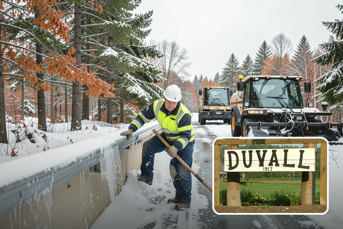Early Morning Snow Removal in Duvall, King County, WA - Focused on the critical pre-opening window