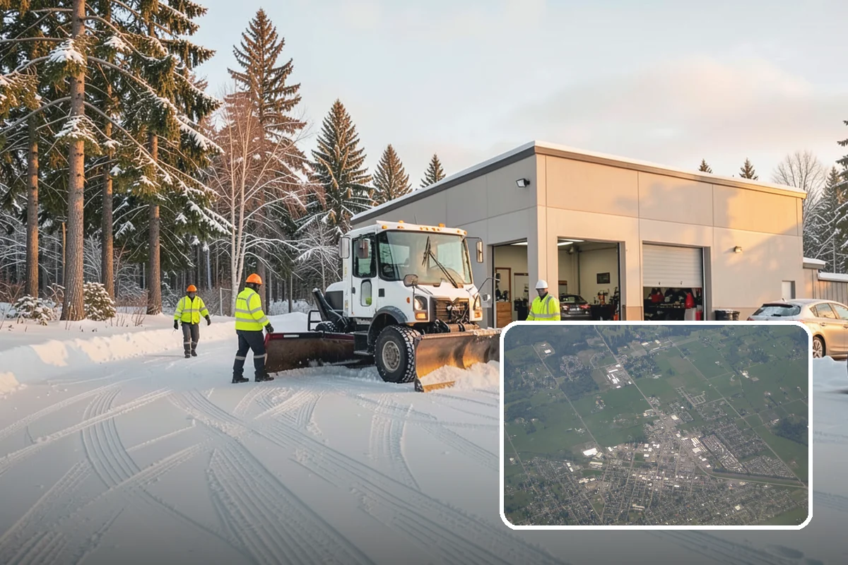 Early Morning Snow Removal in Enumclaw, King County, WA - Focused on the critical pre-opening window