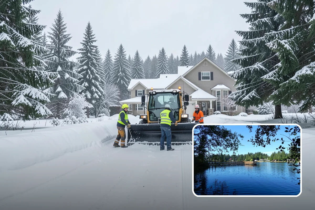 Early Morning Snow Removal in Federal Way, King County, WA - Focused on the critical pre-opening window