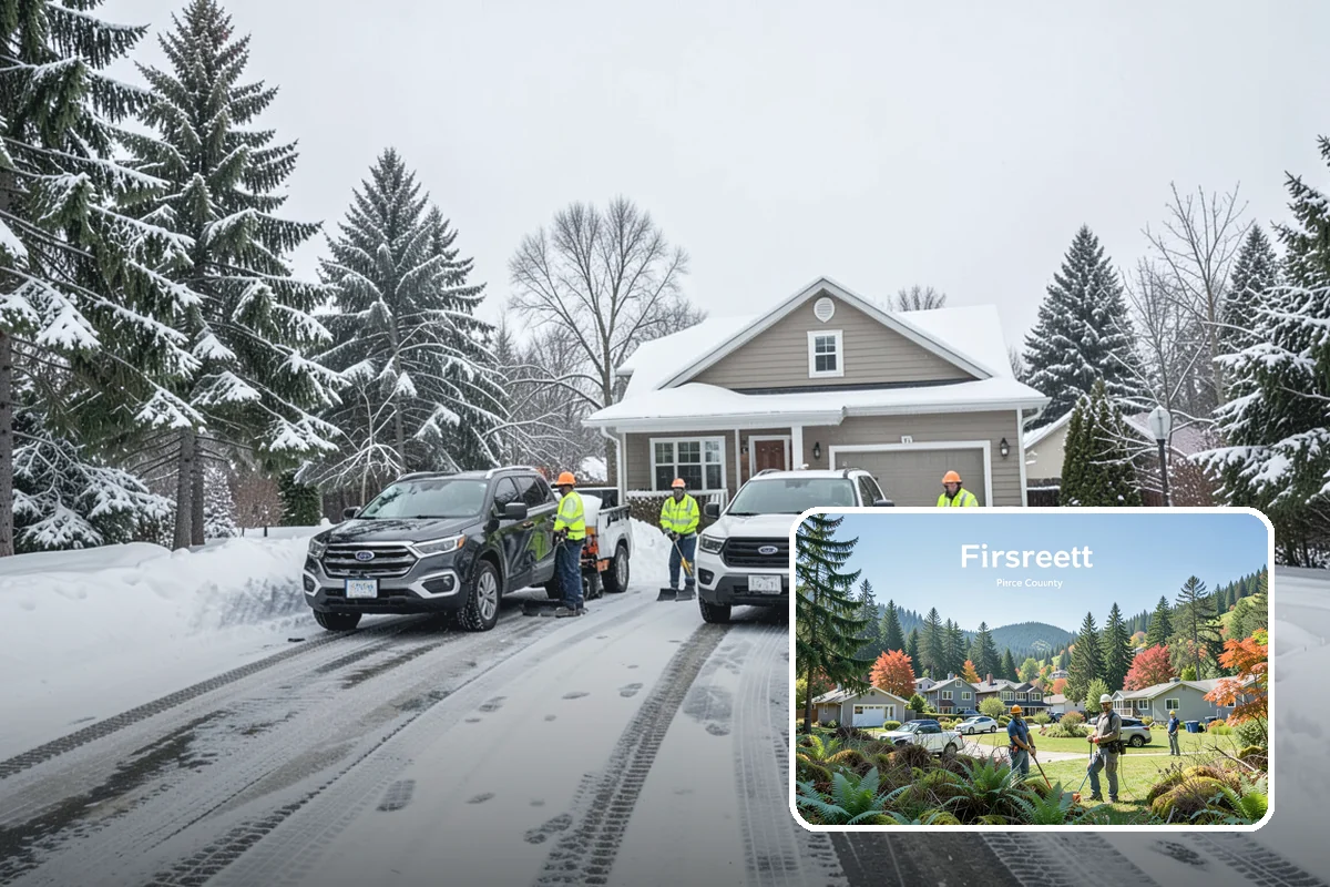 Early Morning Snow Removal in Fircrest, Pierce County, WA - Focused on the critical pre-opening window