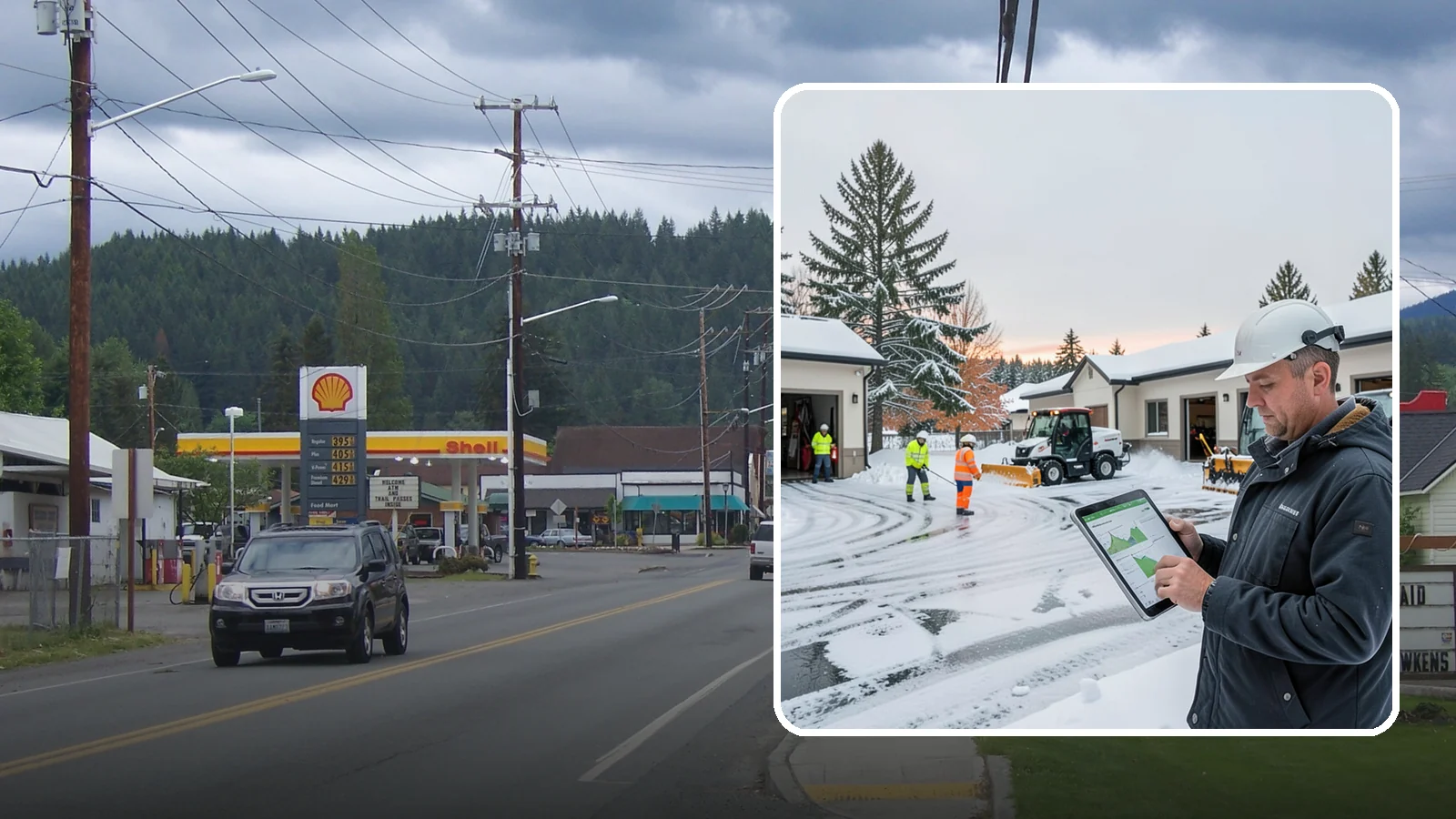 Early Morning Snow Removal in Granite Falls, Snohomish County, WA - Pre-dawn service that clears overnight accumulation and refreeze just ahead of your opening rush.