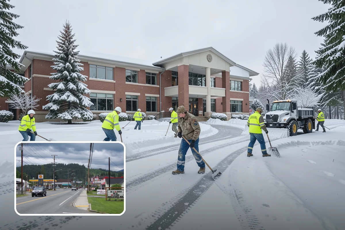 Early Morning Snow Removal in Granite Falls, Snohomish County, WA - Focused on the critical pre-opening window