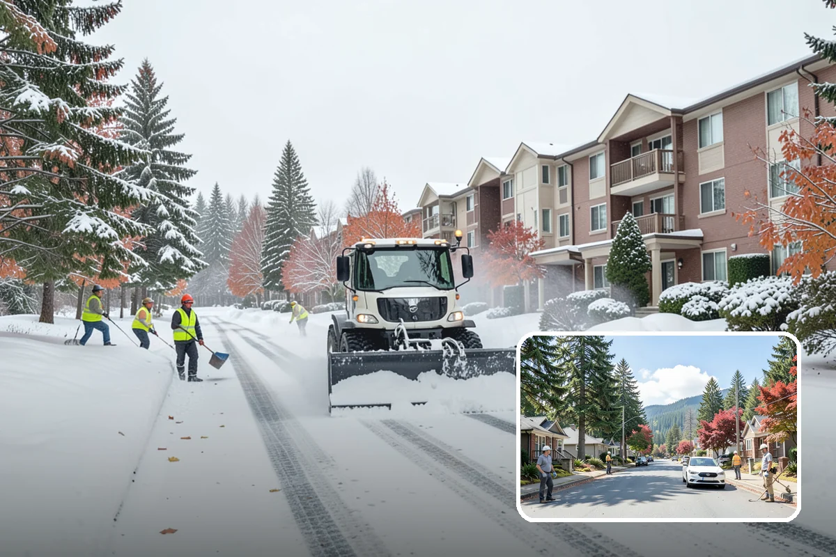 Early Morning Snow Removal in Hunts Point, King County, WA - Focused on the critical pre-opening window