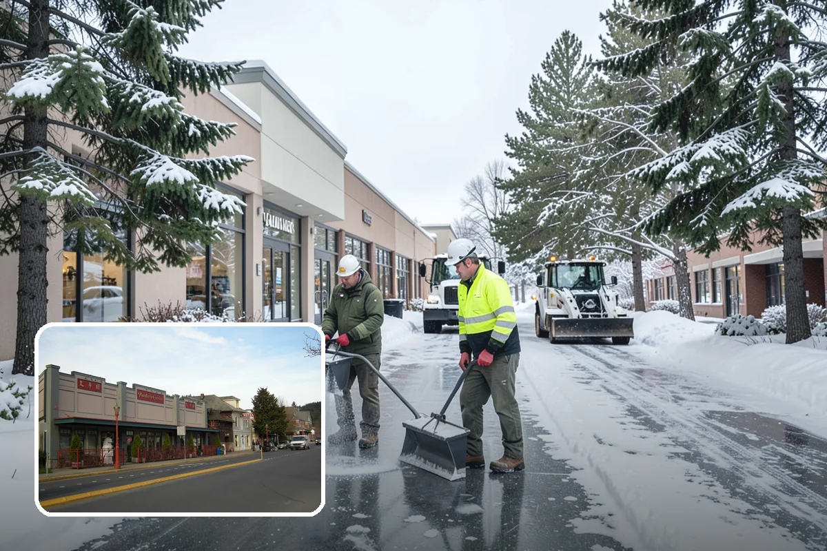 Early Morning Snow Removal in Issaquah, King County, WA - Focused on the critical pre-opening window