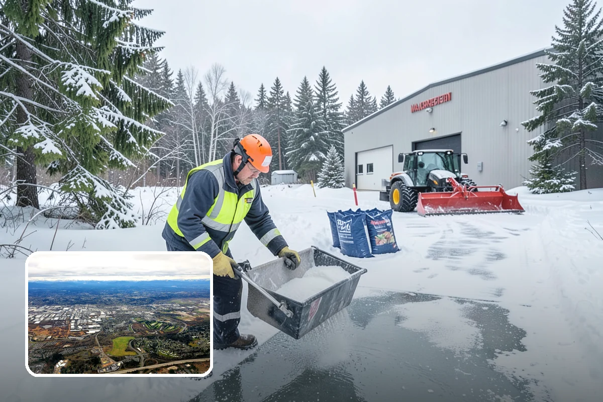 Early Morning Snow Removal in Kent, King County, WA - Focused on the critical pre-opening window