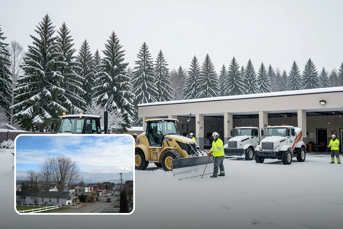 Early Morning Snow Removal in Langley, Island County, WA - Focused on the critical pre-opening window