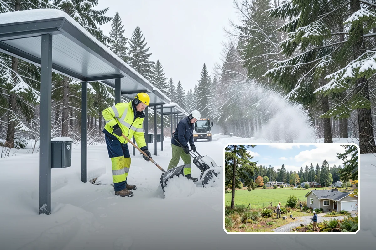 Early Morning Snow Removal in Lyman, Skagit County, WA - Focused on the critical pre-opening window