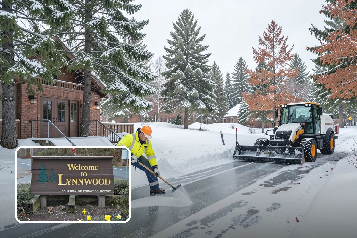 Early Morning Snow Removal in Lynnwood, Snohomish County, WA - Focused on the critical pre-opening window
