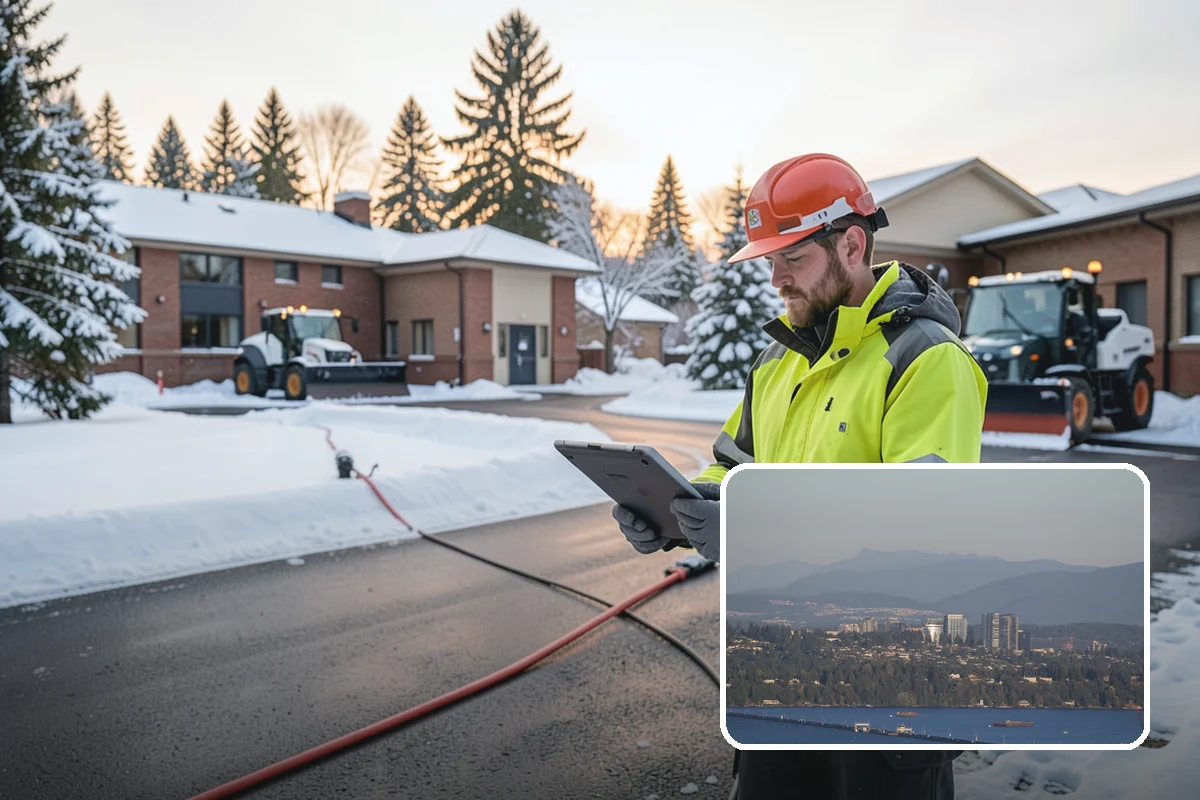 Early Morning Snow Removal in Medina, King County, WA - Focused on the critical pre-opening window