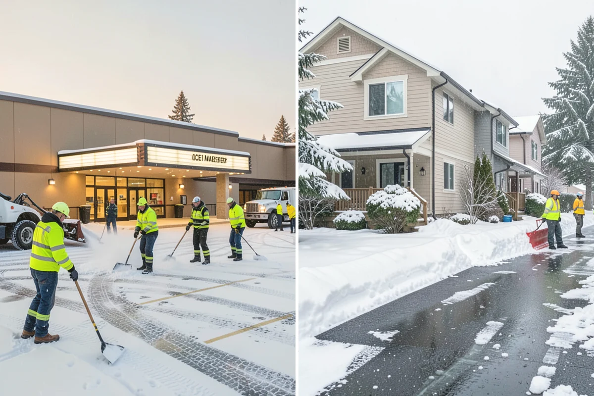 Early Morning Snow Removal in Mill Creek, Snohomish County, WA - We set a clearing target keyed to your opening hour