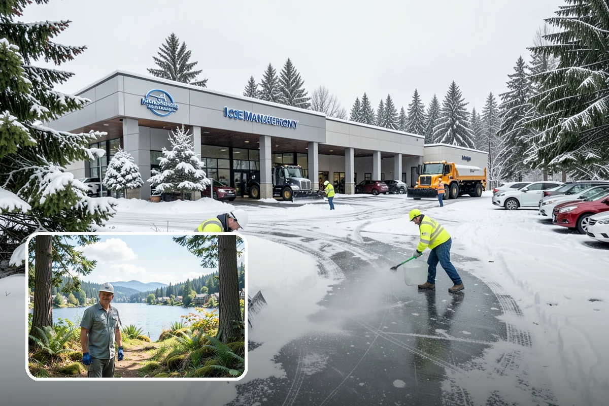 Early Morning Snow Removal in Milton, King County, WA - Focused on the critical pre-opening window