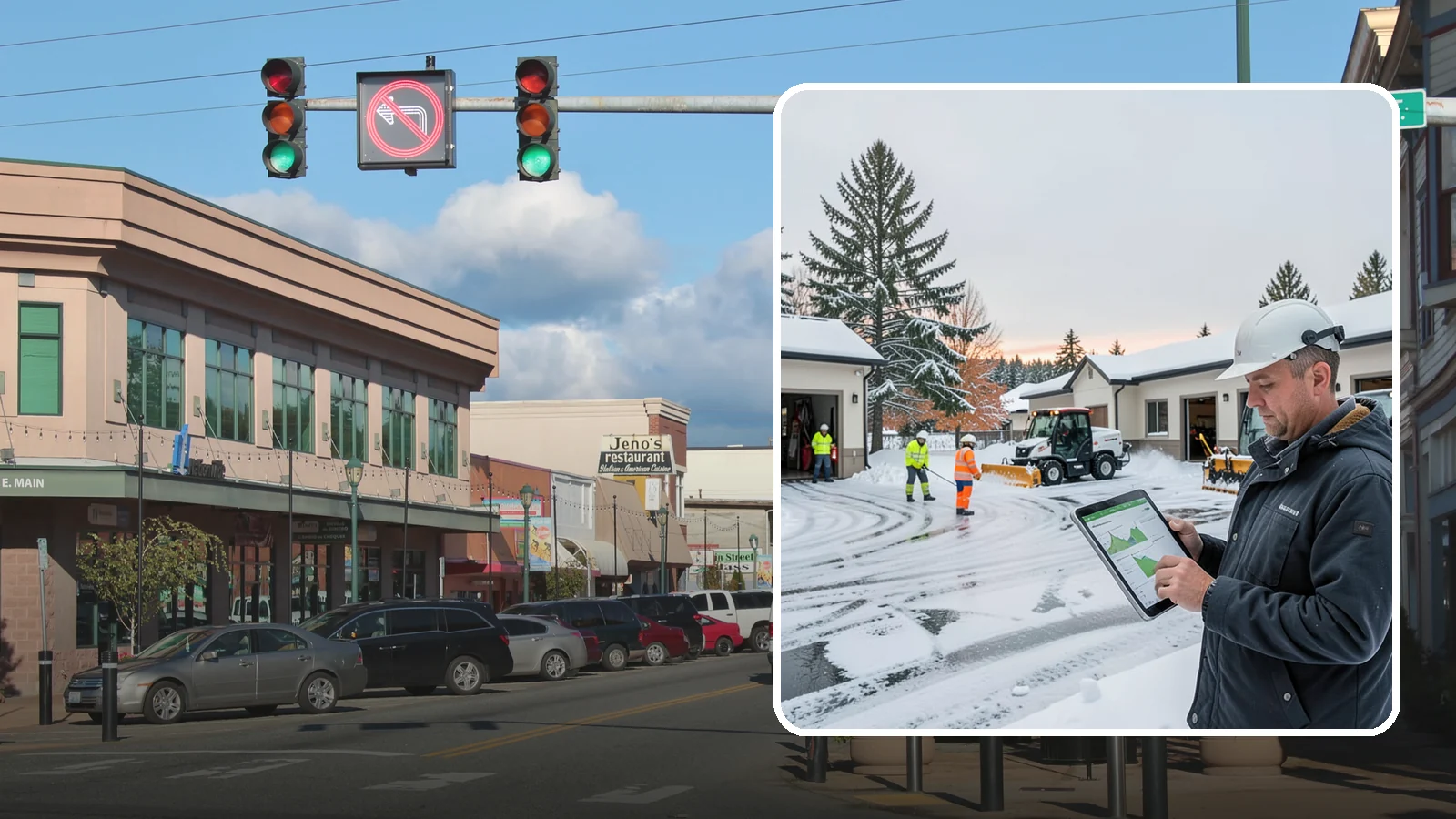 Early Morning Snow Removal in Monroe, Snohomish County, WA - Pre-dawn service that clears overnight accumulation and refreeze just ahead of your opening rush.